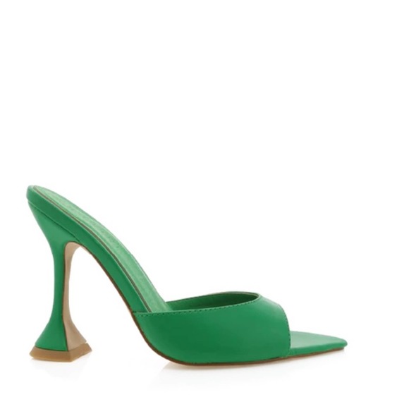 billini zabrina green glam pointed toe slip on mule high heel shoes size 8 new - Picture 5 of 10